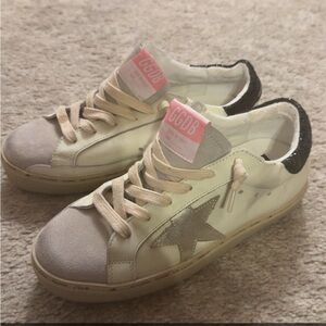 Golden Goose White and Silver Sneakers